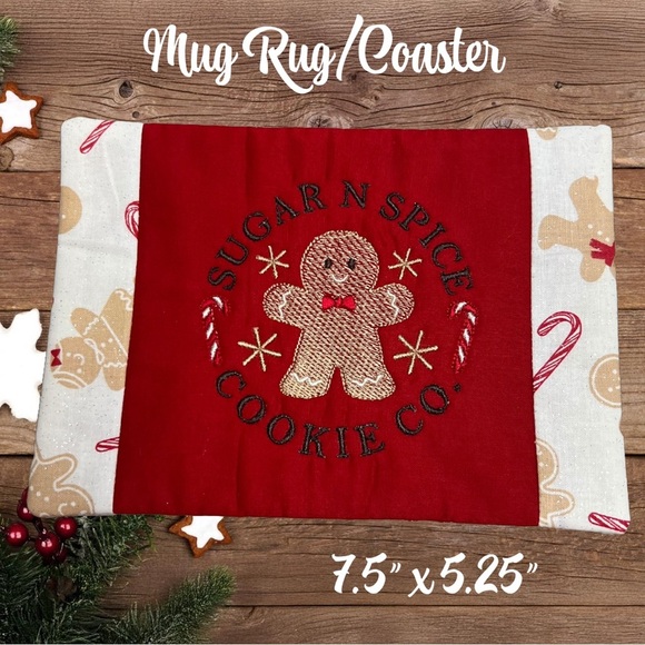 Hand Crafted Mug Rug Coaster Embroidered Cotton Fabric Padded Absorbs Liquid - Picture 4 of 10